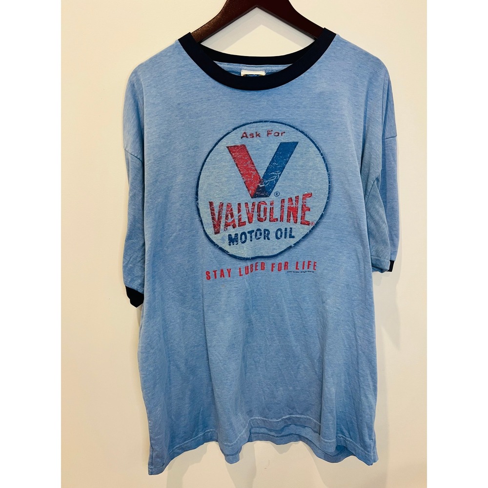 Thunder Creek Valvoline Motor Oil T-Shirt Mens XL Blue Vintage 2005